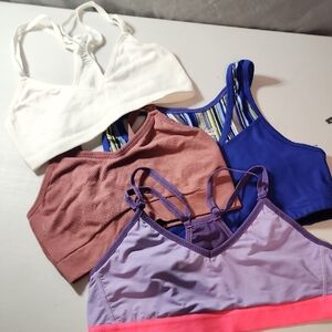 Stylish Women's Sports Bras Set - White, Brown, Blue, and Purple